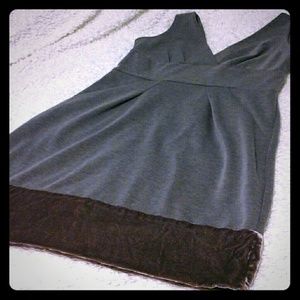 Gray and purple velvet dress with velvet zipper